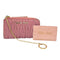 Wag N' Purr Shop Wallet MIU MIU Zip Around Matelasse Card/Coin Case with Key Ring Chain - Pink