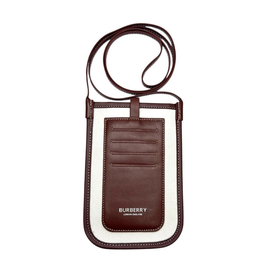 BURBERRY Canvas & Leather Anne Phone Case / Crossbody - Cream