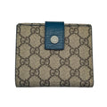 Wag N' Purr Shop Women's Wallet GUCCI GG Monogram Canvas & Leather Compact Snap Wallet - Blue & Beige NEW w/Out Tags