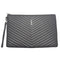 WagnPurr Shop Accessories Yves Saint Laurent Matelasse Chevron Leather Cassandre Monogram Portfolio / Tablet Pouch- Grey