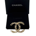 WagnPurr Shop Brooch CHANEL Coco Mark Line Stone Chain CC Brooch - Gold NEW w/Tags