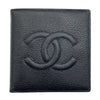 WagnPurr Shop Card Case CHANEL Vintage Caviar Leather Bi-Fold Wallet - Black