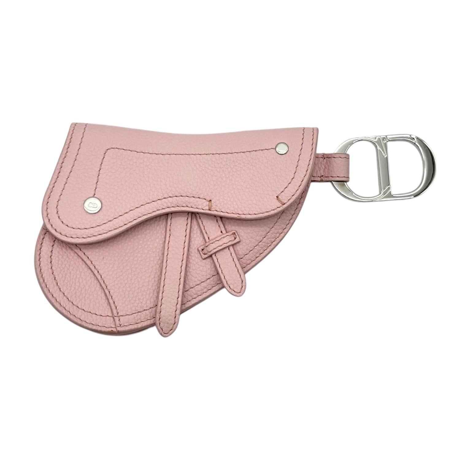 CHRISTIAN DIOR Leather Saddle Key Ring & Coin Pouch - Light