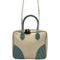 WagnPurr Shop Handbag LANA MARKS "Jet" Croc & Linen Convertible Handle Bag - Cream & Blue
