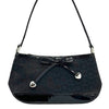 WagnPurr Shop Handbag LOV CAT Heart Print Pouchette with Patent Leather Bow & Trim - Black
