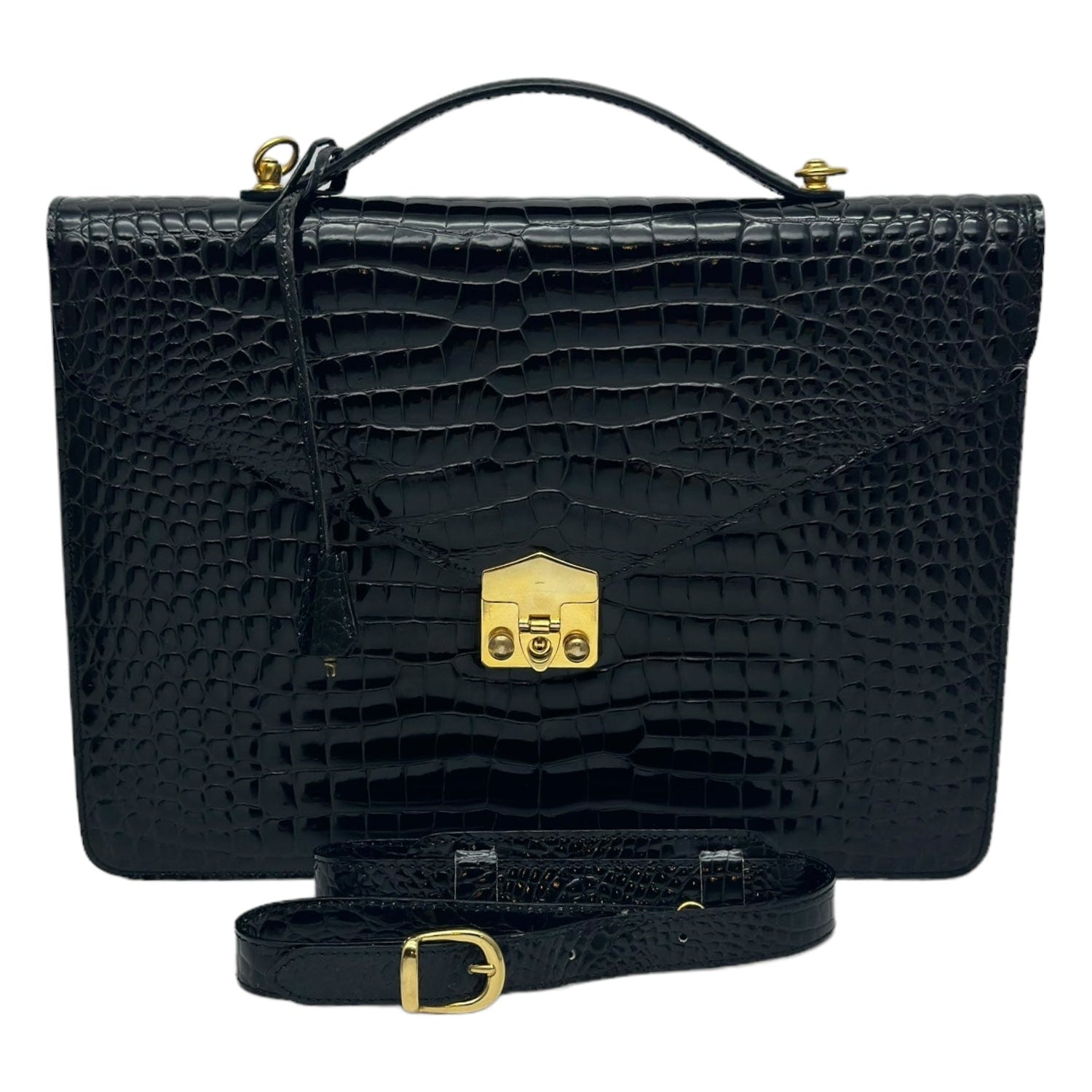 THE PERFECT BAG COMPANY Croc Snap Lock Briefcase Black Wag N' Purr Shop