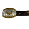 WagnPurr Shop Men's Belt JOHNSON & HELD Vintage Studded Leather Belt with Flying Eagle Abalone Inlay Buckle - Brown