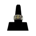 WagnPurr Shop Men's Ring RING Hammered/Distressed 18K Gold & Sterling Silver with Fleur de Lis Emblem