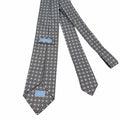 WagnPurr Shop Men's Tie BRIONI Geometric Octagon Pattern Handmade Silk Tie - Brown & Powder Blue