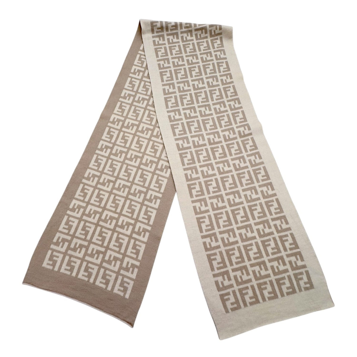 FENDI FF Zucca Print Wool Scarf - Beige– Wag N Purr Shop