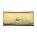 WagnPurr Shop Wallet PRADA Saffiano Leather Continental Flap - Metallic Gold New w/Out Tags