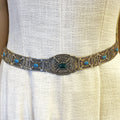 WagnPurr Shop Women's Belt BELT Sterling Silver Eurasian/Turkish Style with Turquoise Stones - Silver