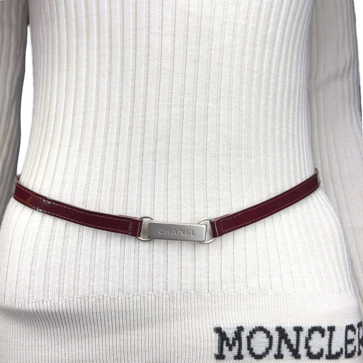 CHANEL Thin Patent Leather Belt with CC Logo Clasp - Burgundy– Wag N'  Purr Shop
