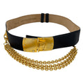 WagnPurr Shop Women's Belt DONNA KARAN Belt Vintage with Gold Plated Chain - Black