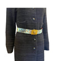 WagnPurr Shop Women's Belt GUCCI GG Supreme Blooms Belt with Tiger Head Buckle - Blue