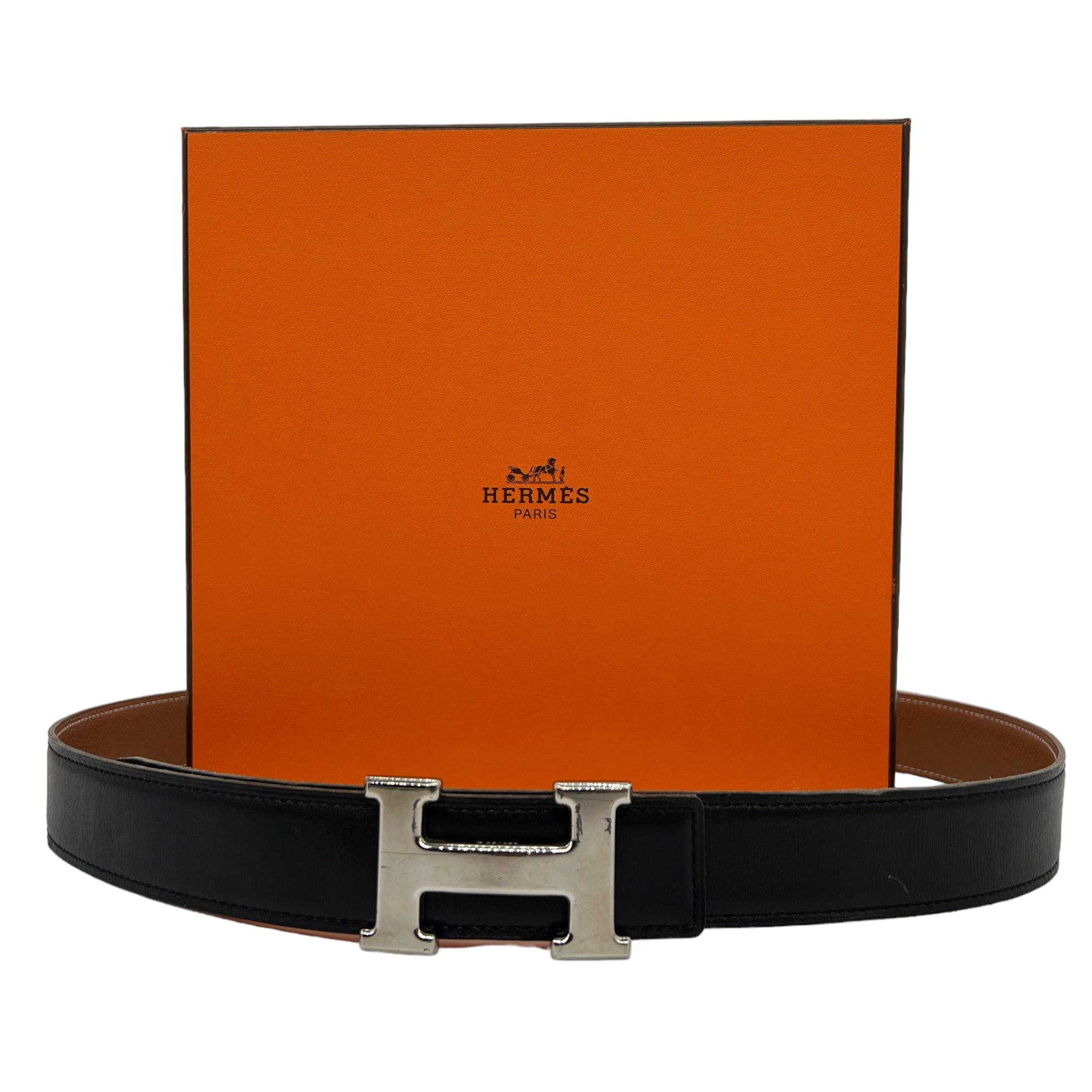 HERMÈS Unisex Constance Reversible Leather Belt with Palladium