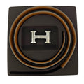 WagnPurr Shop Women's Belt HERMÈS Unisex Constance Leather Belt with Palladium "H" Buckle - Cognac & Black