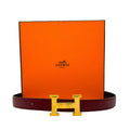 WagnPurr Shop Women's Belt HERMÈS Unisex Constance Reversible Leather Belt with Gold Plated "H" Buckle - Brique Red & Brown