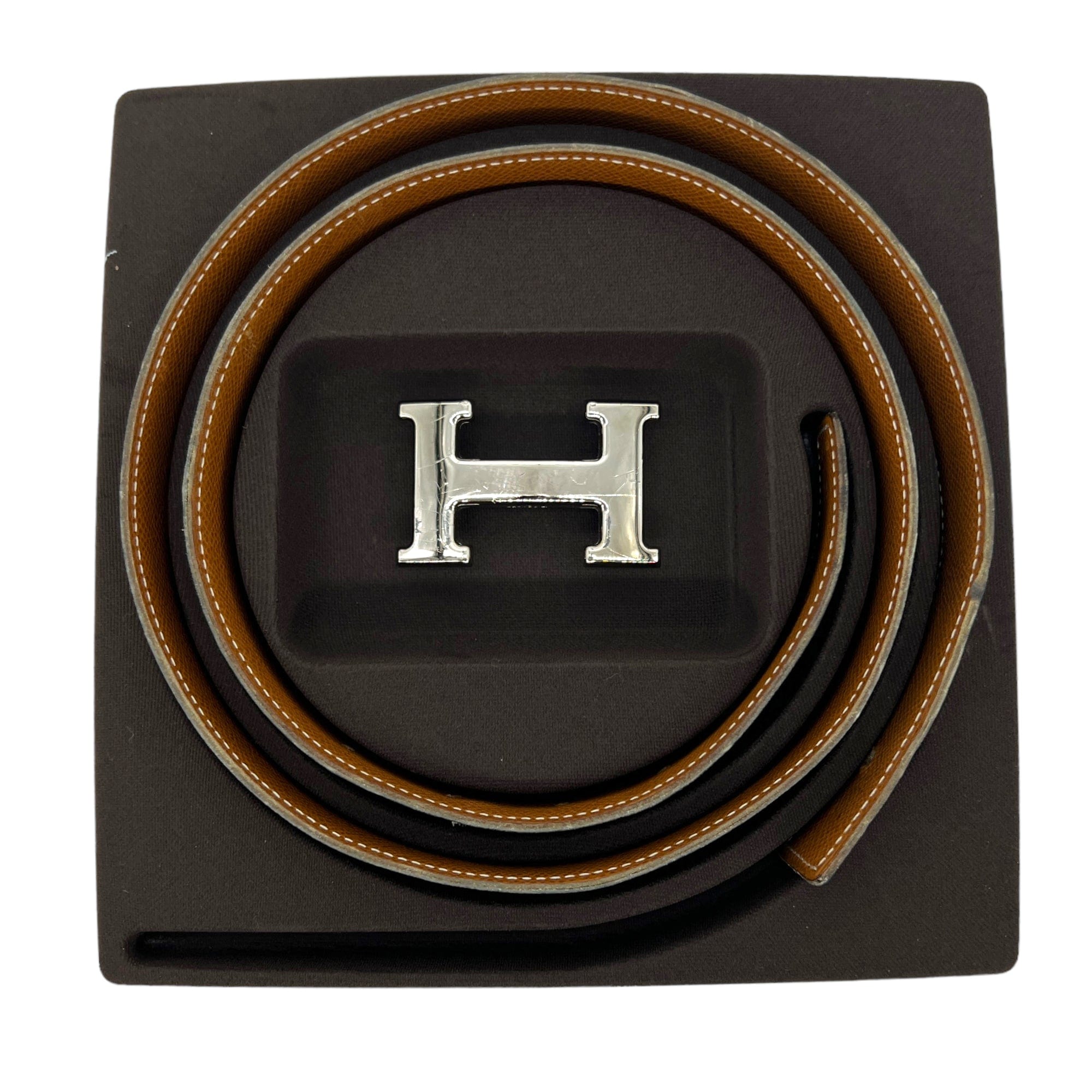 HERMÈS Unisex Constance Reversible Leather Belt with Palladium  