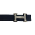WagnPurr Shop Women's Belt HERMÈS Unisex Reversible Leather Belt with "H" Buckle - Black & White