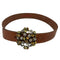 WagnPurr Shop Women's Belt LUCKY BRAND Flower Belt with Bejeweled Buckle - Rust