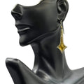 WagnPurr Shop Women's Earrings EARRINGS 14K Gold Hammered Edged Diamond Dangling Earrings