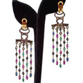 WagnPurr Shop Women's Earrings EARRINGS 14K Yellow Gold and Silver Multi-Colored Stones Chandelier Earrings