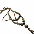 WagnPurr Shop Women's Necklace ANNIE COSTELLO BROWN Multi-Layered Metal & Leather Necklace - Brown