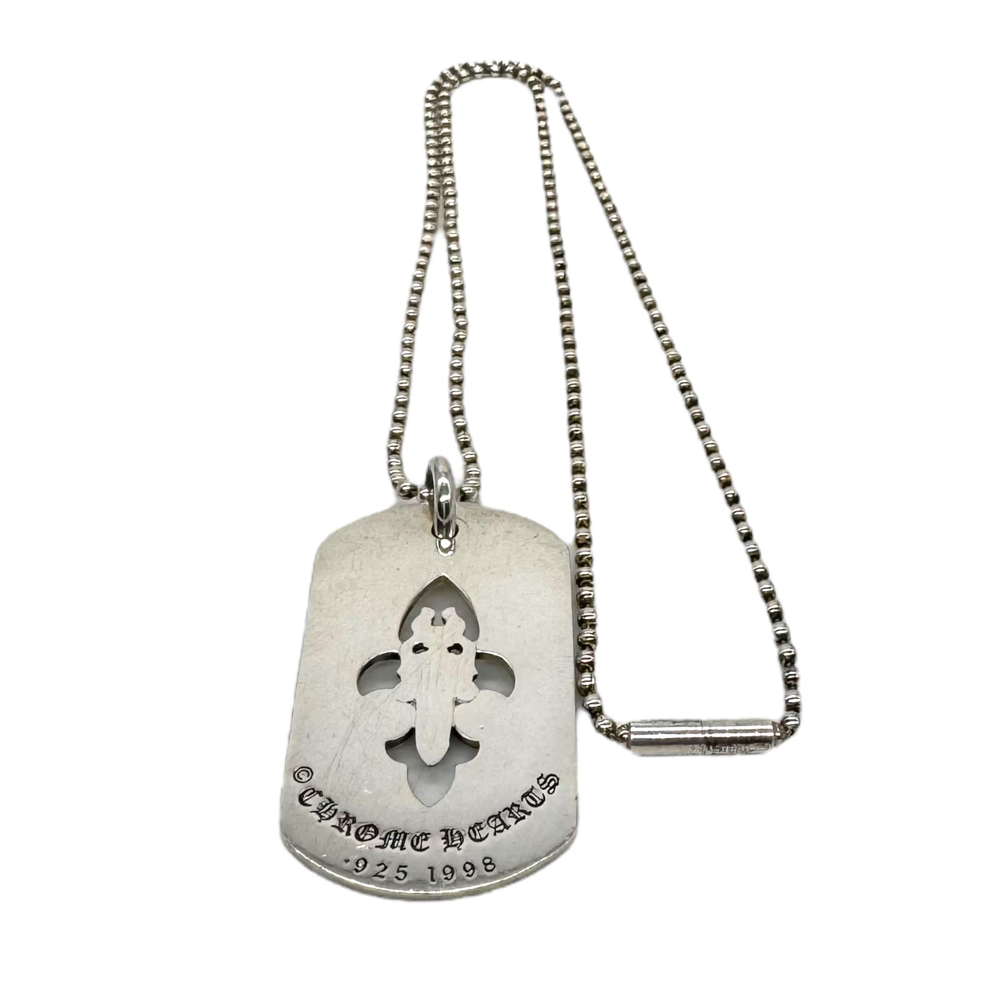 CHROME HEARTS Sterling Silver Fleur de Lis Dog Tag Wag N' Purr Shop