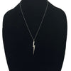 WagnPurr Shop Women's Necklace NECKLACE-18k White Gold, Diamond Bolt Pendant on Black Silver Oxidized Chain