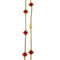 WagnPurr Shop Women's Necklace NECKLACE- Goldtone 9 Clover and Crystal- Rust Red