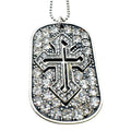 WagnPurr Shop Women's Necklace NECKLACE Rhinestone Cross Dog Tag - Silver New w/Out Tags
