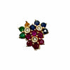 WagnPurr Shop Women's Necklace PENDANT 14K Gold Floral Slide with Rubies, Emeralds & Sapphires