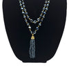 WagnPurr Shop Women's Necklace TALBOTS Black Crystal Beaded Double Strand Necklace with Tassel
