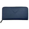 WagnPurr Shop Women's Wallet PRADA Embossed Triangle Logo Zip Around Long Wallet - Dark Blue New w/Out Tags