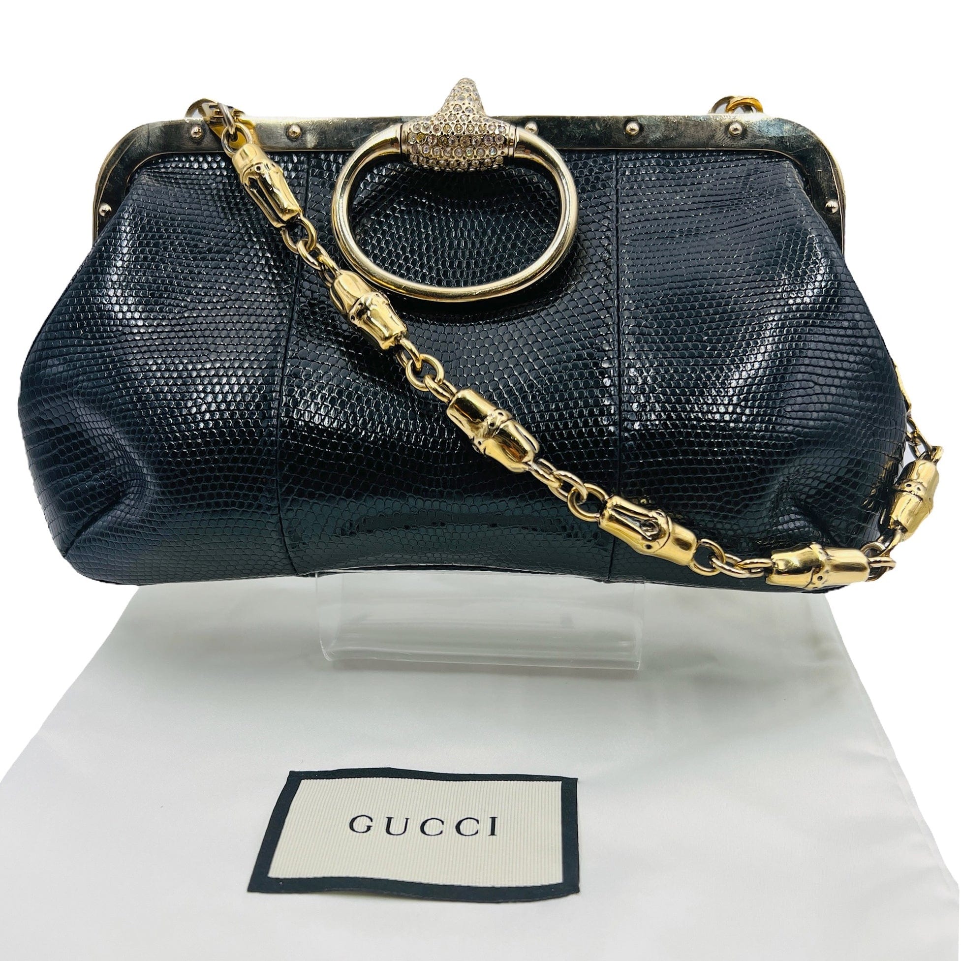 GUCCI Collectible Vintage Tom Ford Designed Lizard Leather Bag - Black– Wag  N' Purr Shop