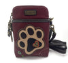 WagnPurr Shop Handbag CHALA Paw Print Cell Phone Crossbody - Maroon New w/Tags