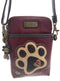 WagnPurr Shop Handbag CHALA Paw Print Cell Phone Crossbody - Maroon New w/Tags