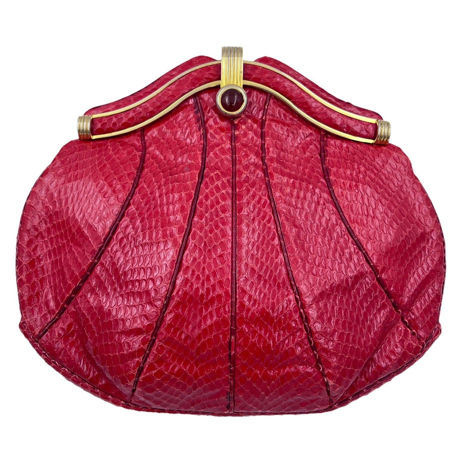 Judith Leiber Red Lizard Evening Bag - Ann's Fabulous Closeouts