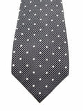 WagnPurr Shop Men's Tie BOCARA Silk Polka Dot Tie - Grey & White