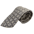 WagnPurr Shop Men's Tie IKE BEHAR Circular Geometric Patterned Silk Tie - Grey, Midnight & Silver