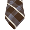 WagnPurr Shop Men's Tie IKE BEHAR Plaid Stripe Silk Tie - Blue, Brown & Cream