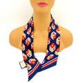 WagnPurr Shop Scarves & Shawls GUCCI Silk Cube G Print Neck Bow Scarf - Navy, Red, Tan
