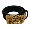 WagnPurr Shop Women's Belt AVIGNON Vintage Suede Belt with Gold Buckle - Black