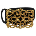 WagnPurr Shop Women's Belt AVIGNON Vintage Suede Belt with Gold Buckle - Black