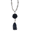 WagnPurr Shop Women's Necklace NECKLACE Beaded with Ornate Charm and Tassels - New w/out Tags