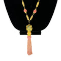 WagnPurr Shop Women's Necklace NECKLACE Brass Tone with Beads - Green & Coral