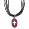 WagnPurr Shop Women's Necklace NECKLACE Double-sided with Pink & Blue Sapphires & Cross on Black Beaded Chain
