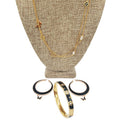 WagnPurr Shop Women's Necklace SANTUZZA Enamel Necklace, Bracelet & Earring Set - Gold & Black New w/Tags