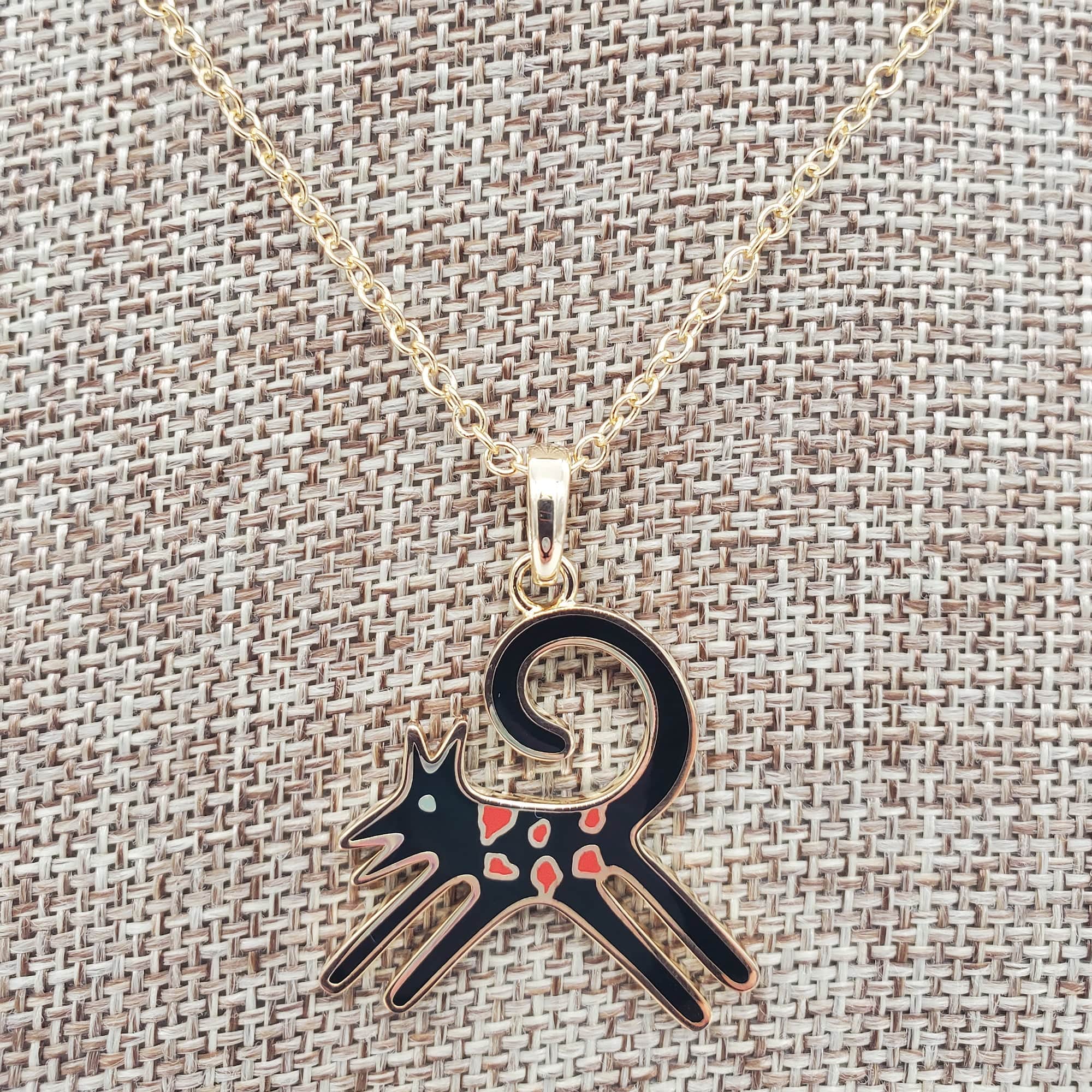 SANTUZZA Necklace with Enamel Dog Pendant Black Red Gold New w